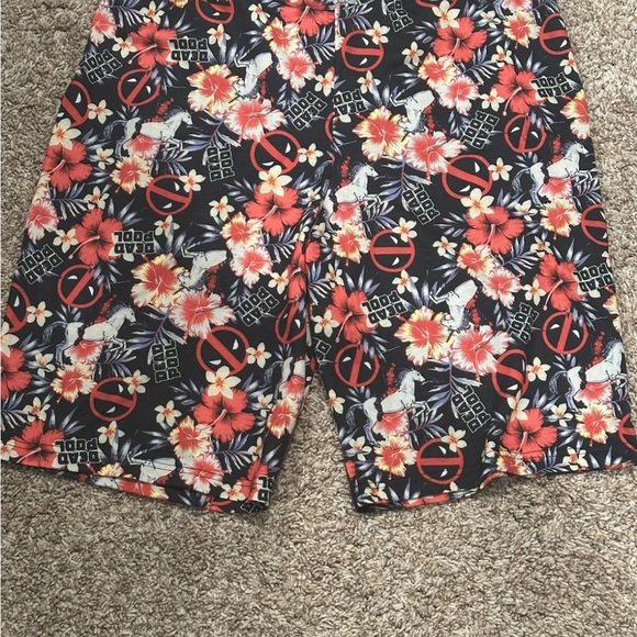Marvel Comics Deadpool Floral All Over Print Sleep Lounge Jam Mesh Shorts - Picture 2 of 8